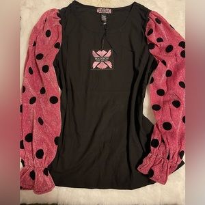 MADISON, LONG SLEEVES MIXED MEDIA TOP.